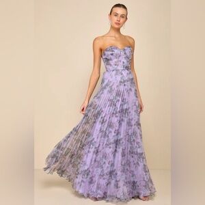 Lulus Most Beautiful Day Purple Multi Floral Print Organza Maxi Dress